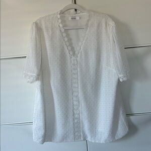 White Lace Trim Blouse